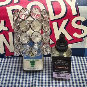 BBW Clear Gems Nightlight Adjustable Scent Wallflower Fragrance Plug In & Flower